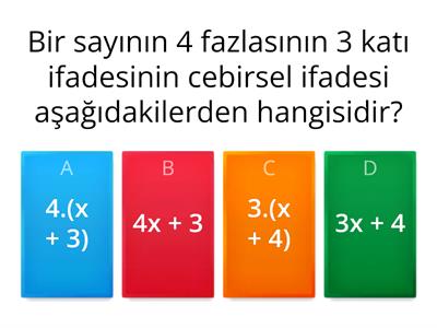 6.sınıf Matematik Cebirsel İfadeler