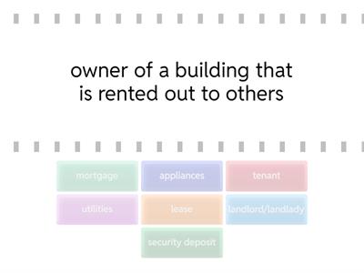  Housing vocabulary - Find the Match