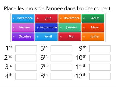 Les mois de l'année avec audio