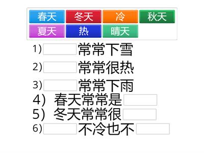 Погода + сезоны ( 热，冷）