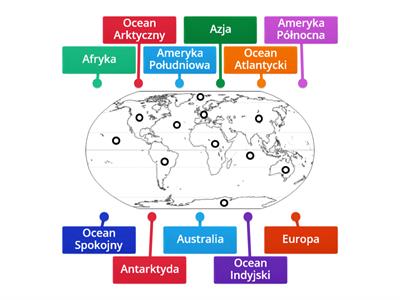Zaznacz na mapie świata kontynenty i oceany