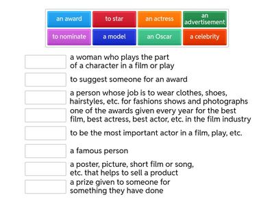 Films \ Match the words with the definitions