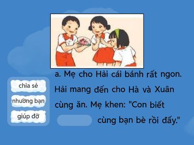 Bài 2: Chọn từ ngữ chỉ hoạt động đã tìm được ở bài tập 1 thay cho ô vuông: