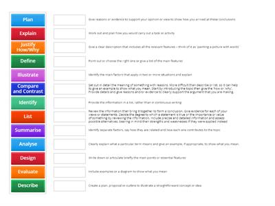 BTEC Command Words Match Up