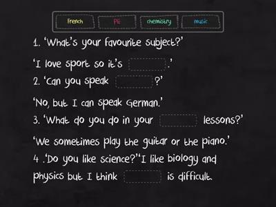 GI A2 U1. School subjects