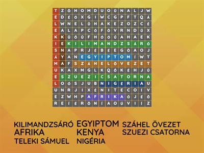 Szókereső Afrika