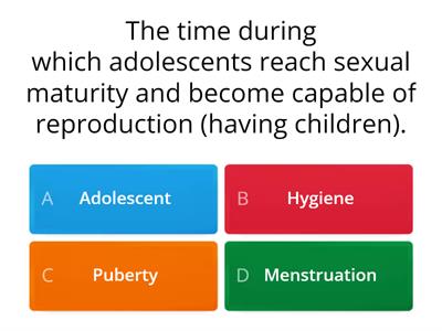 Year 7 - Puberty and Anatomy - Quiz