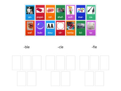 C+le (pictures) -ble, -cle, -fle