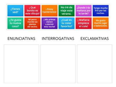 Clases de oraciones. Ordenar