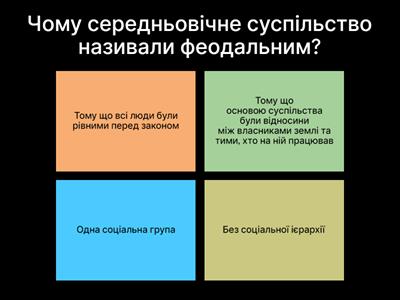 Вікторина: Середньовічне європейське суспільство