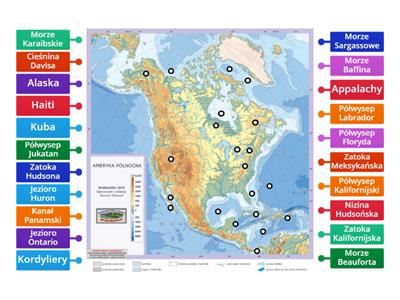  Mapa fizyczna Ameryki Północnej cz. I 