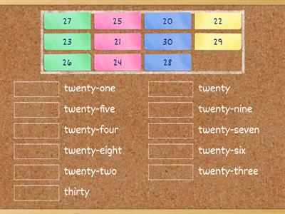 Numbers to 30 - Match Up