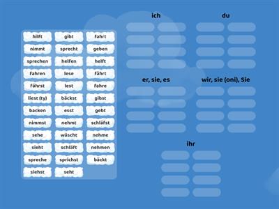 NJ8 - Unregelmäßigen Verben - nepravidelná slovesa - třídění časování