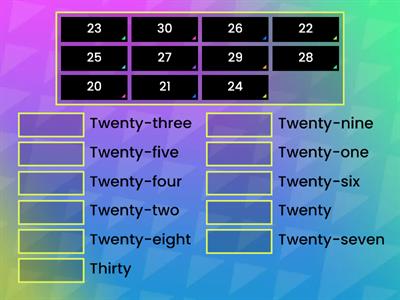 Number and Written form match-up 20-30