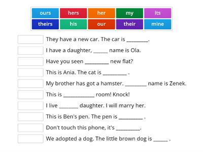 NTE 7 Unit 5G Possessive adjectives and possessive pronouns.