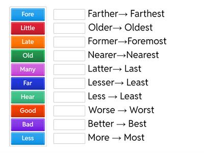 Irregular comparative and superlative forms