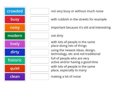 Adjectives describing cities