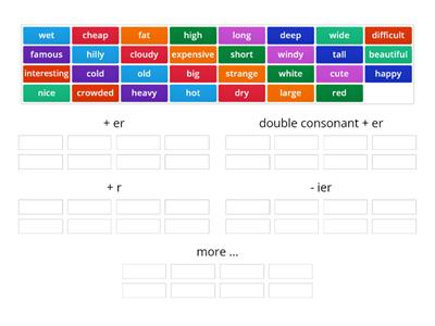 Comparatives - sorting into groups