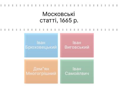 9 НМТ. Документи. Козацька Україна 50-80 рр 17 ст.