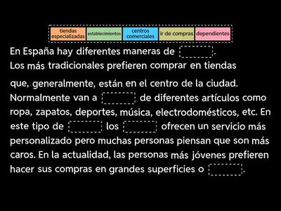 Las tiendas - Espacio Joven A2.1. ej. 5.5. parte 2