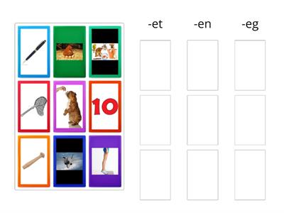 Word Family Sort -et, -en, -eg