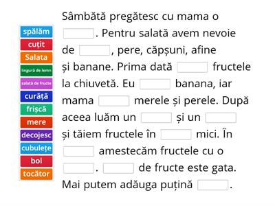 Completează cu cuvintele potrivite (by Fluentro)