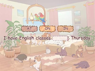 Prepositions of time (in, on, at)