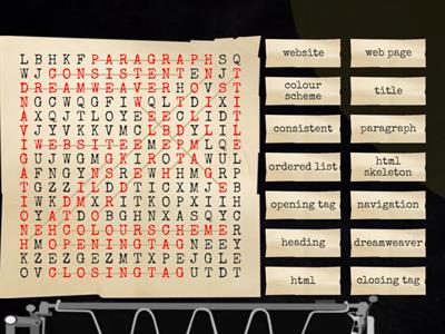 Web design Wordsearch