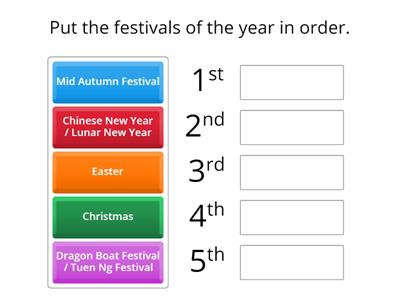 F1 Unit 5 - Order the Festivals in Hong Kong