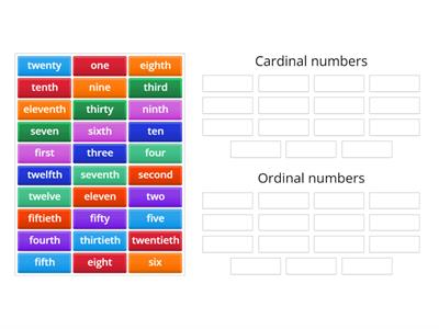 Numbers - cardinal and ordinal