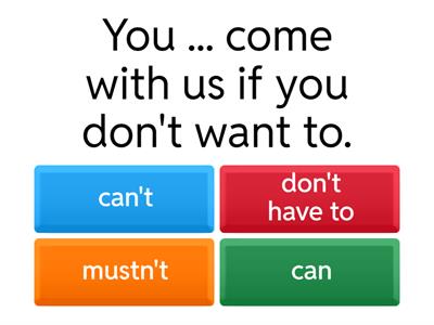 Modals of obligation, permission and prohibition