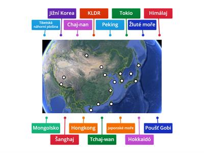 Východní Asie - orientace na mapě