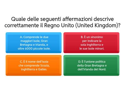 quiz di ripasso British Isles