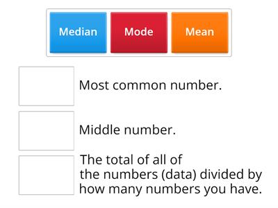  4 Match-Mean, Median,  & Mode 