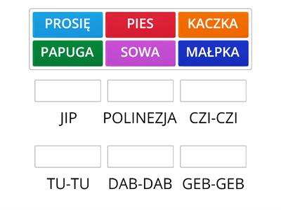 Pamiętasz bohaterów książki "Doktor Dolittle i jego zwierzęta"? Dopasuj imiona do zwierząt.