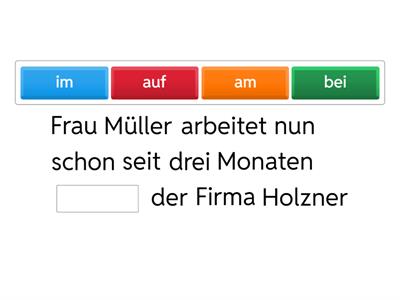 Wer arbeitet wo? Präpositionen ergänzen