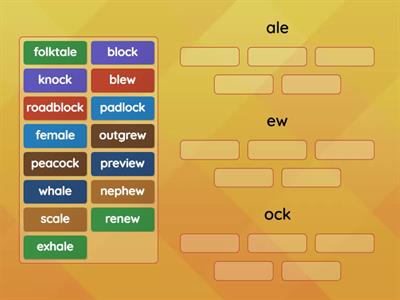 Word Families: ale, ew, ock