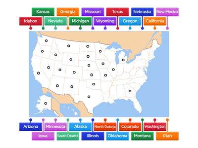 United States of Americas' states names (Labelled diagram) 