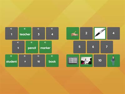 School Objects Vocabulary Memory Pairs