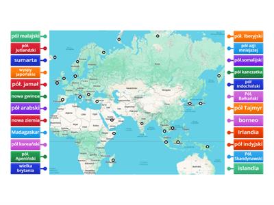 wyspy półwyspy europa afryka azja