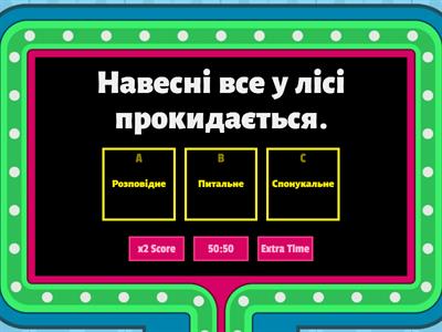   Види речень за метою висловлювання