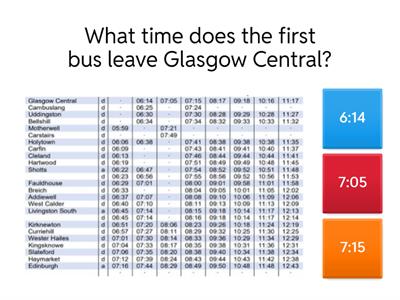 Reading a Bus Timetable 