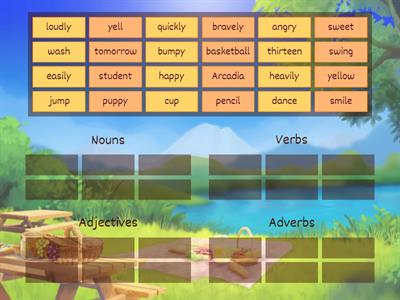 Parts of Speech Sort (noun, verb, adjective, adverb)