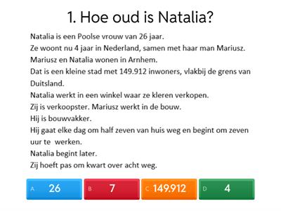 Lezen - A0-A1 - 'Natalia'