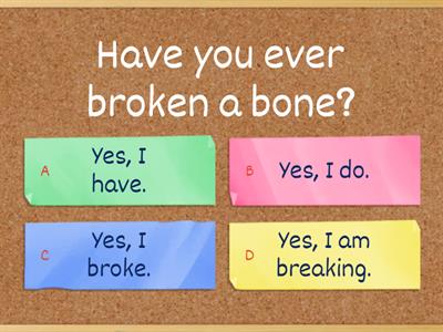 ESL Medical and Social History Tense Quiz