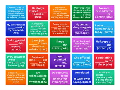 Verbs + Infinitive or Gerund Flip tiles