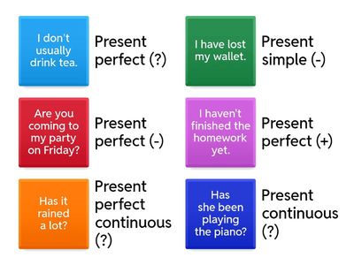 Match sentences and present tense