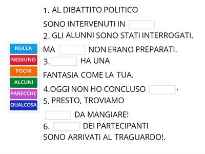 GRAMMATICA: COMPLETA CON I PRONOMI INDEFINITI ADATTI