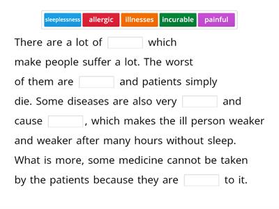 Health and illness - gap fill (Matura)