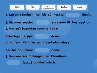 4.2.3. Kur’an-ı Kerim (Boşluk doldurma)